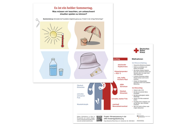 DRK-Bastel-Info-Flyer für Kinder zum Verhalten bei Hitze Vorschau des DRK-Bastel-Info-Flyer für Kinder zum Verhalten bei Hitze